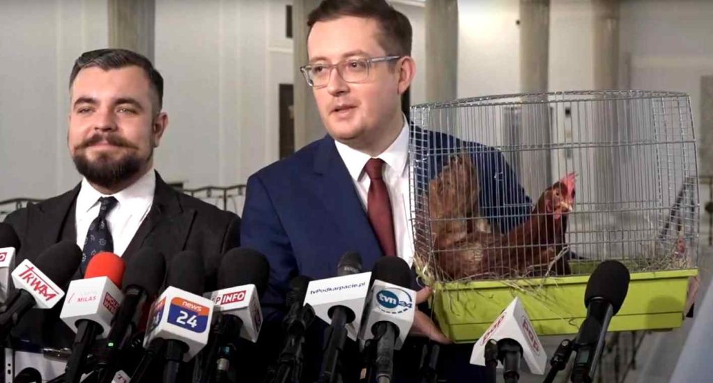 polskaracja.pl: Posłowie Konfederacji przynieśli do Sejmu kurę